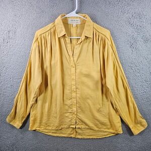 Cloth & Stone Yellow Tencel Lyocell Button Down Shirt Top Women's Size S